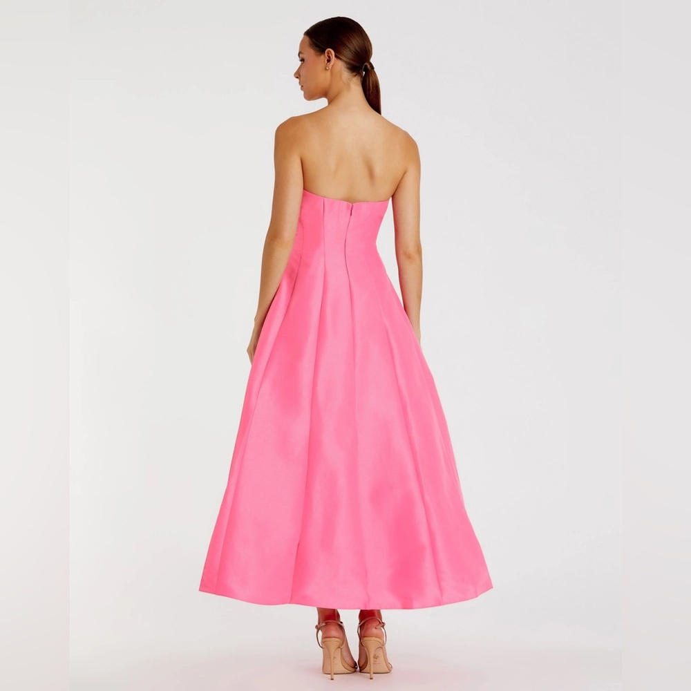 Mac Duggal Strapless Hot Pink Gown with Bow - Picture 2 of 8